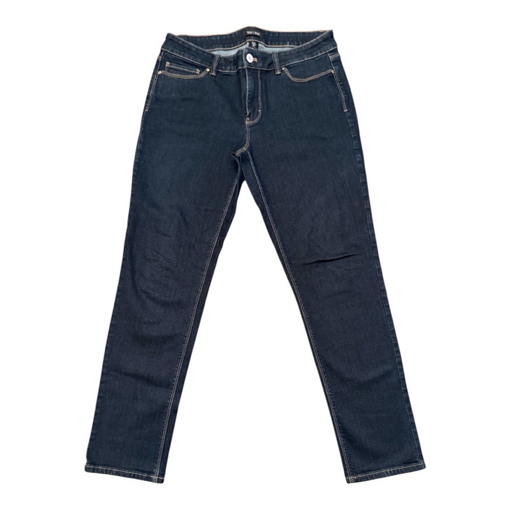 EUC Women's White House Black Market WHBM Slim Ankle Jeans 10R Dark Blue Denim